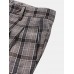 Men Plaid Print Pleats Double Pocket Business Formal Suit Long Pants