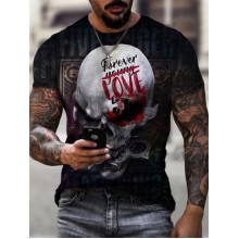 Casual 3D printed skull round neck T-shirt HF0905-02-04