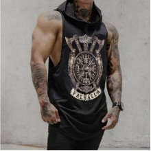 Men's training wear sleeveless hooded sweatshirt T-shirt  HF0119-04-03