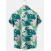 Men's Hawaiian Tropical Leaves Print Short Sleeve Shirt