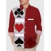 Plaid Series Vintage Red & Plaid Poker Pattern Stitching Men's Long Sleeve Shirt