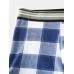 Mens Cotton Classical Plaid Print Home Breathable Mid Waist Boxers