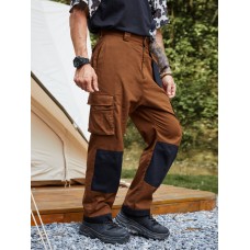 Men Colorblock Multi Pocket Ankle Length Soft Breathable Cargo Pants