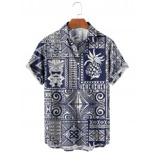 Men's Hawaiian Style Tribal Logo Element Short Sleeve Shirt
